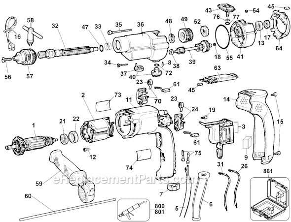 Page A Diagram and Parts List for 5075 Type 100 Black and Decker Hammer Drill